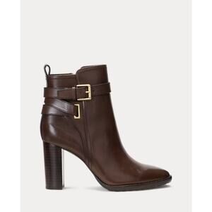 Lauren Ralph Lauren Women's Madisyn Ankle Leather Bootie, Brown, Size 9